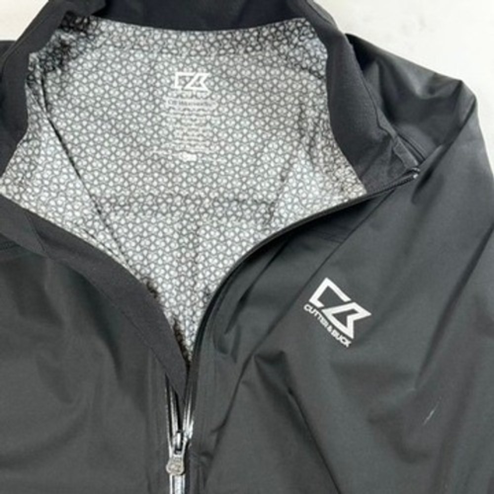 Cutter‎ & Buck CB WeatherTec Pullover Mens XL Black Excellent Short Sleeve Zip